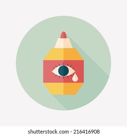 Eye Drop flat icon with long shadow