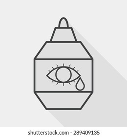 Eye Drop flat icon with long shadow, line icon