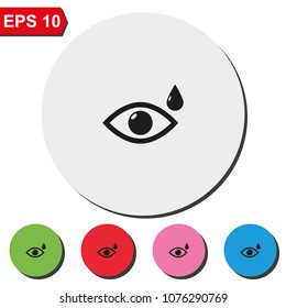 Eye drop flat round colorful vector icon.