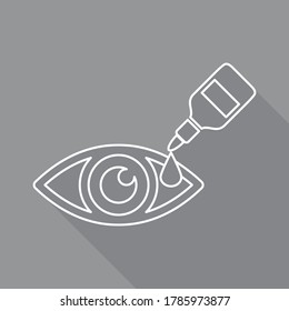  Eye drop icon.  Eye drop bottle icon  with long shadow vector