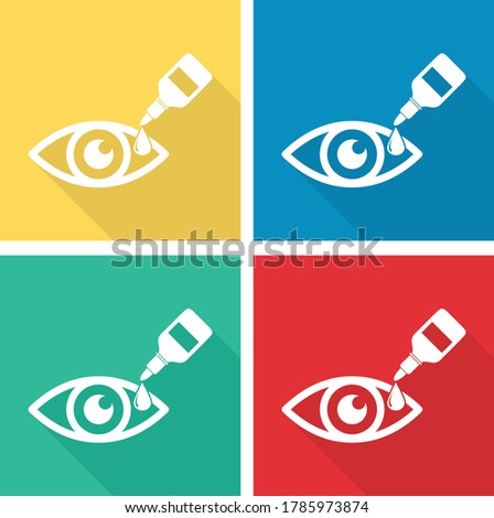  Eye drop icon.  Eye drop bottle icon  with long shadow vector