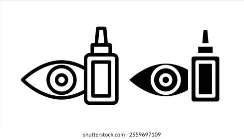 Eye drop Icon collection in filled and stroke style.