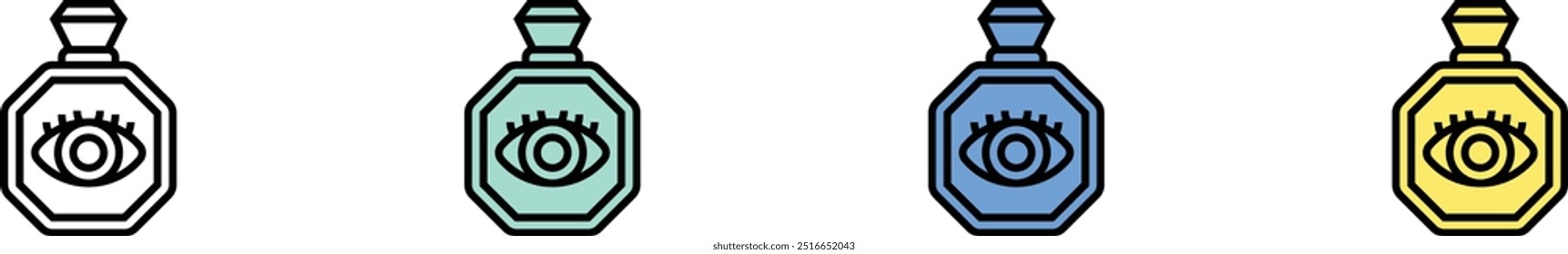 eye drop icon. Outline, Green, Blue and Yellow Style Design Isolated On White Background
