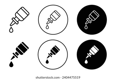 icono de caída de ojos. envase de plástico con líquido para el cuidado de la salud de la vista. gotas químicas para el símbolo de tratamiento de eliminación de pestañas de belleza. vector de cuentagotas óptico