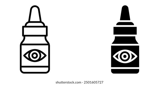 Eye drop icon set. Eye drop bottle color editable