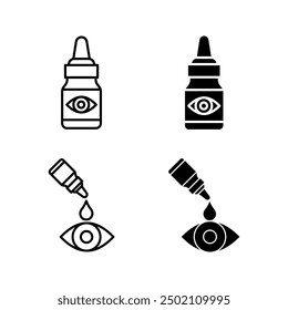 Eye drop icon set. Eye drop bottle color editable