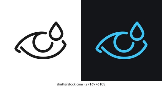 Icono de gota para el ojo que muestra una gota líquida cayendo en el ojo. Símbolo médico para oftalmología, cuidado de los ojos, tratamiento de la vista, hidratación, sequedad de ojos y App de la salud. Vector de contorno mínimo para UI y Diseño web.