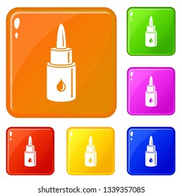 Eye drop icons set collection vector 6 color isolated on white background