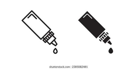 Eye drop line icon set. Eye dropper bottle symbol for UI designs. In black color.