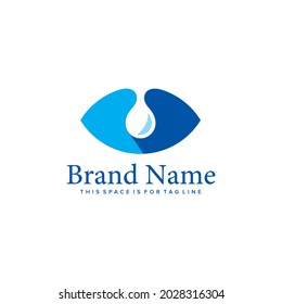 Eye Drop Negative Space Vector Logo with a Drop Created Inside a Eye Shape Silhouette.