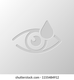 Eye and drop. Simple icon. Paper design. Cutted symbol. Pitted style