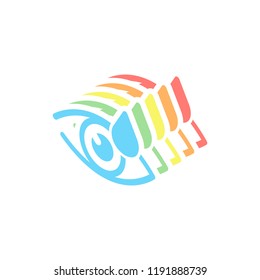 Eye and drop. Simple icon. Stack of colorful isometric icons on white background
