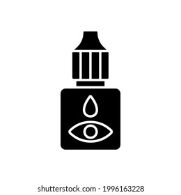Eye dropper glyph icon. Vision correction. Vector fill black illustration.