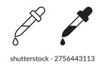 Eye dropper half icon set in flat and line style vectors
