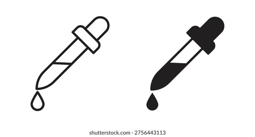 Eye dropper half icon set in flat and line style vectors