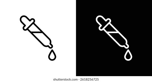 Eye dropper half icon shape graphic simple plain clipart symbol. thin line outline art
