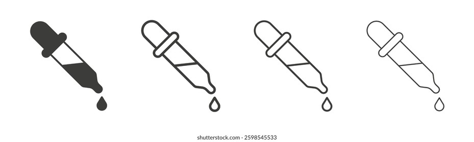 Eye dropper half line icon vector illustration set.