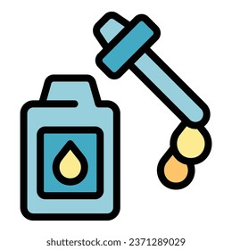 Eye dropper icon outline vector. Check care. Test contact color flat