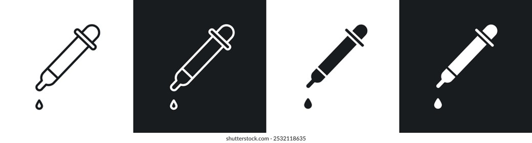 Conjunto de íconos de Vector de gotas de ojos con estilo relleno y delineado en negro.