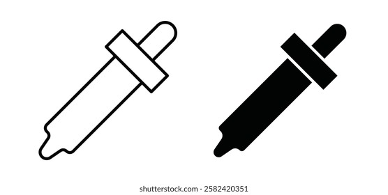 Eye dropper icons pack vectors in black flat and strokes