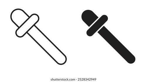 Eye dropper icons. Vector set in filled and line style.