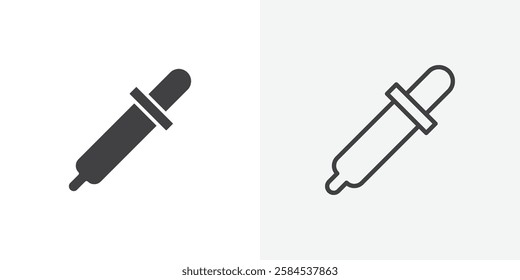 Eye dropper icons vectors illustrations in black fill and liner versions