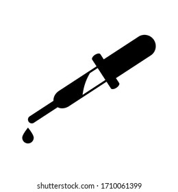 Augentropfen, Arzneimittelpipette. Flache Vektorillustration Symbolgrafik. Einfaches schwarzes Symbol auf weißem Hintergrund. 