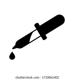 Eye Dropper, Medicine Pipette. Flat Vector Icon illustration. Simple black symbol on white background. 