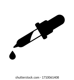 Eye Dropper, Medicine Pipette. Flat Vector Icon illustration. Simple black symbol on white background. 