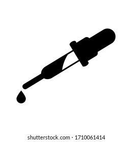 Eye Dropper, Medicine Pipette. Flat Vector Icon illustration. Simple black symbol on white background. 
