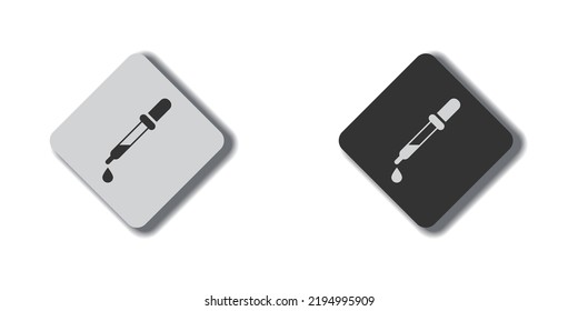 Eye dropper on square button with shadow under it. Vector illustration.