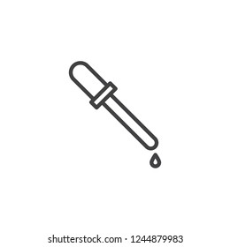 Eye dropper outline icon. linear style sign for mobile concept and web design. Pipette and medicine drop simple line vector icon. Pharmacy symbol, logo illustration. Pixel perfect vector graphics