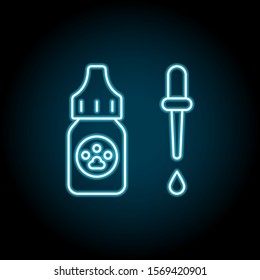 Eye dropper, pets blue neon icon. Simple thin line, outline vector of petshop icons for ui and ux, website or mobile application
