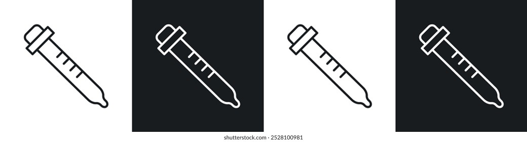 Eye dropper vector icon set in black and white