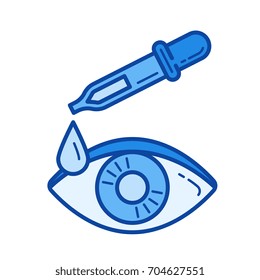 Eye dropper vector line icon isolated on white background. Eye dropper line icon for infographic, website or app. Blue icon designed on a grid system.