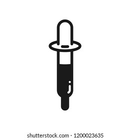 Eye dropper with water solution icon. Science lab concept, simple flat design. Isolate on white background.