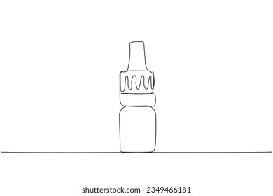 Eye drops, artificial tear one line art. Continuous line drawing of pharmacy, healthcare, drop, therapy, medicine, clean, pharmaceutical, medical, medication.