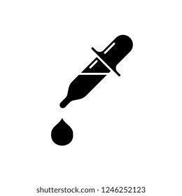 Eye Drops Black Icon, Vector Sign On Isolated Background. Eye Drops Concept Symbol, Illustration 