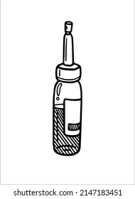 Eye Drops. Black And White Illustration