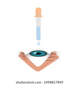 Eye drops with eye and blue green eye