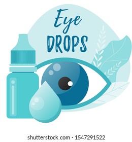 Eye drops bottle. Eyedropper. Eye health vector flat concept.