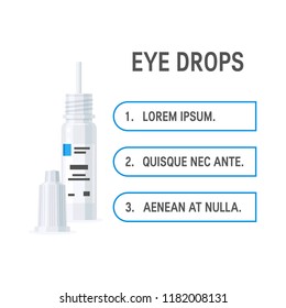 Eye drops bottle in flat style, vector illustration. Template for advertisement, flyer or web banner