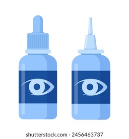 Eye drops bottle. Medicine dropper flask or vial medical liquid for treating eyes. Ophthalmology concept