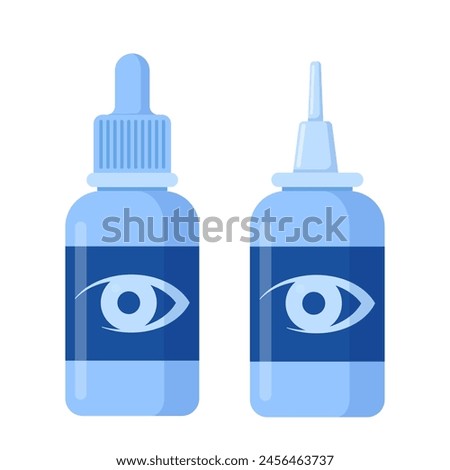 Eye drops bottle. Medicine dropper flask or vial medical liquid for treating eyes. Ophthalmology concept