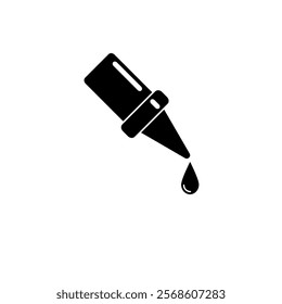 Eye Drops Bottle from Redness Eyes Solid Flat Vector Icon Isolated on White Background.