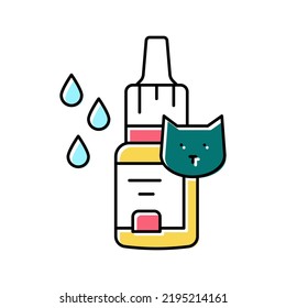 gotas oculares para el vector de iconos de color del gato. gotas oculares para el signo del gato. ilustración de símbolo aislado