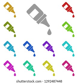 The eye drops, collyrium, bottle icon in multi color. Simple glyph, flat vector of Medicine icons for UI and UX, website or mobile application