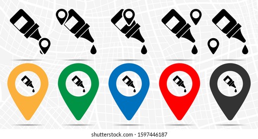 The eye drops, collyrium, bottle icon in location set. Simple glyph, flat illustration element of medicine theme icons