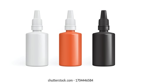 eye drops, drops for the ears, drops for the nose or packaging for glue. vector illustration isolated on white background