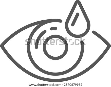 Eye drops gently falling into an eye, highlighting the importance of eye care and treatment for various vision problems and promoting overall healthcare for healthy eyesight